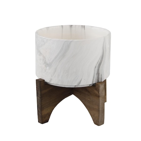 Conservatorio Marble Finish Ceramic on Wood Stand - Marble - 5 in. CO2961795